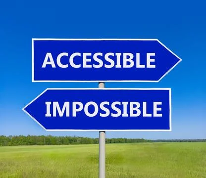 Accessible or impossible symbol. Concept words Accessible or Impossible on .. Stock Photos
