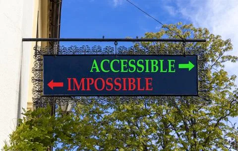 Accessible or impossible symbol. Concept words Accessible or Impossible on .. Stock Photos