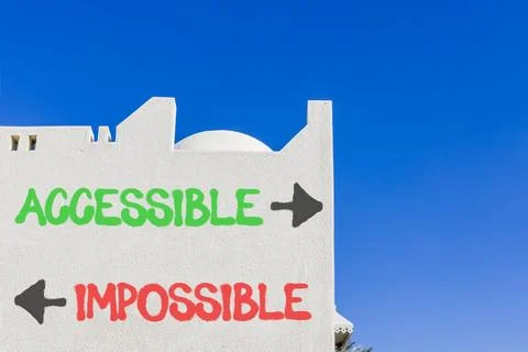 Accessible or impossible symbol. Concept words Accessible or Impossible on .. Stock Photos