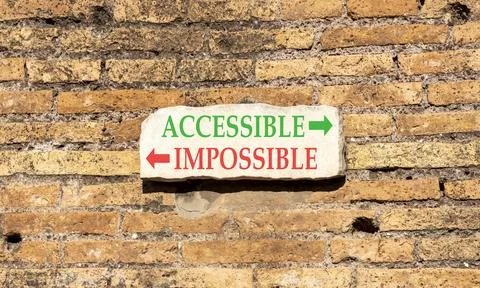 Accessible or impossible symbol. Concept words Accessible or Impossible on .. Stock Photos