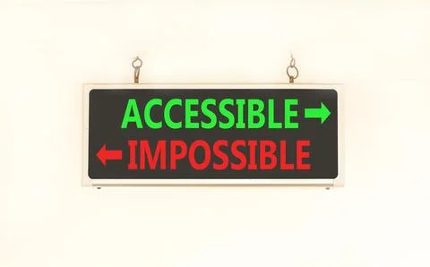 Accessible or impossible symbol. Concept words Accessible or Impossible on .. Stock Photos
