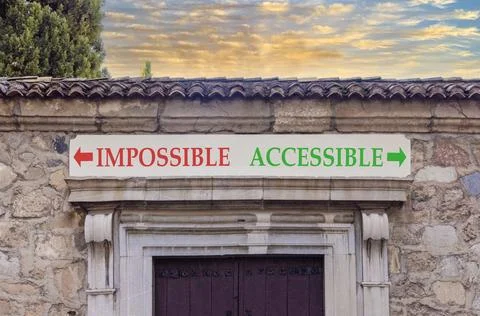 Accessible or impossible symbol. Concept words Accessible or Impossible on be Stock Photos