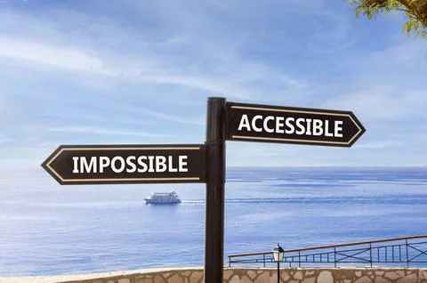 Accessible or impossible symbol. Concept words Accessible or Impossible on .. Stock Photos