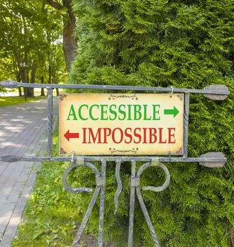 Accessible or impossible symbol. Concept words Accessible or Impossible on .. Stock Photos