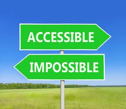 Accessible or impossible symbol. Concept words Accessible or Impossible on .. Stock Photos