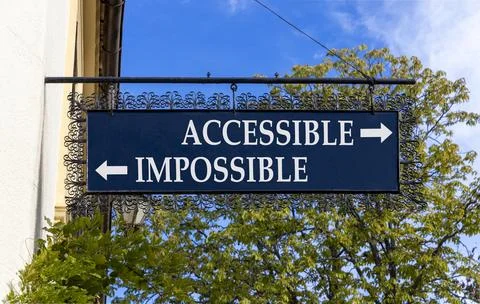 Accessible or impossible symbol. Concept words Accessible or Impossible on .. Stock Photos