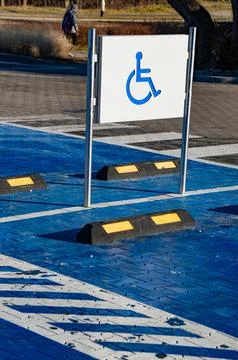 Accessible parking area with designated space for individuals with disabilities Stock Photos