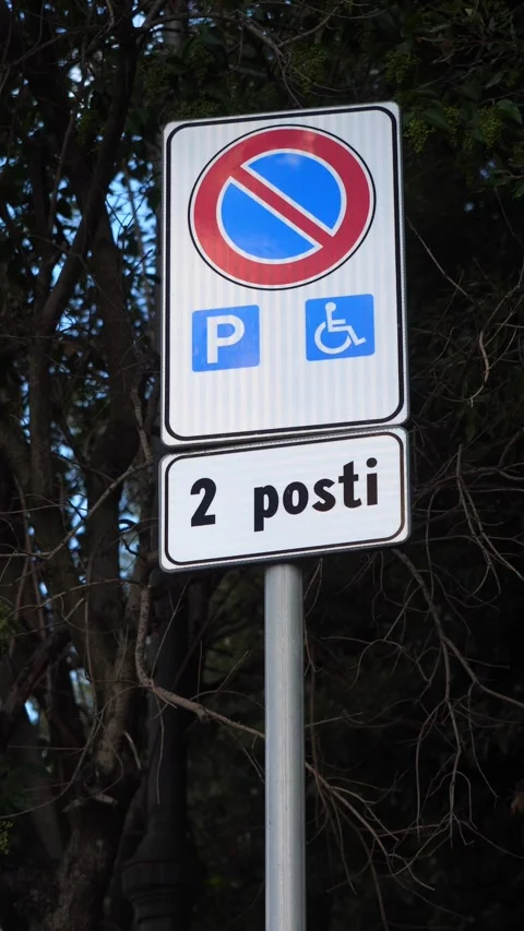 Accessible parking sign indicating reserved spaces for disabled people Stock Footage 335695591