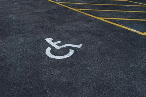 Accessible Parking Space Marking Asphalt Stock Photos