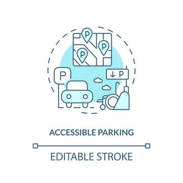 Accessible parking turquoise concept icon Stock Illustration