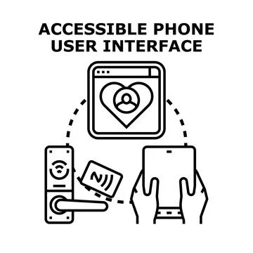 Accessible phone user interface optimizing smart device connectivity Stock Illustration