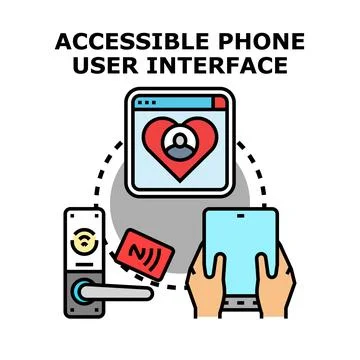 Accessible phone user interface optimizing smart device connectivity Stock Illustration