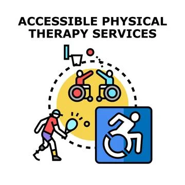 Accessible physical therapy services for disabled people enjoying sport Stock Illustration