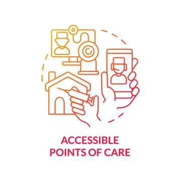 Accessible points of care red gradient concept icon Stock Illustration