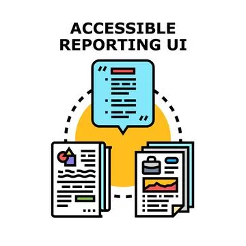 Accessible reporting user interface with data management analysis Stock Illustration