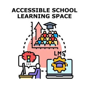 Accessible school learning space concept illustrating online education イラスト素材
