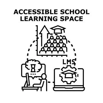 Accessible school learning space concept illustrating online education Stock Illustration