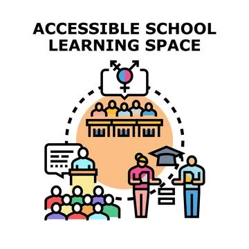 Accessible school learning space promoting inclusion and equity Stock Illustration