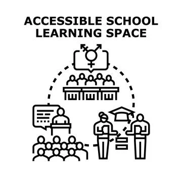 Accessible school learning space promoting inclusion and equity Stock Illustration