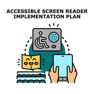 Accessible screen reader implementation plan concept Stock Illustration