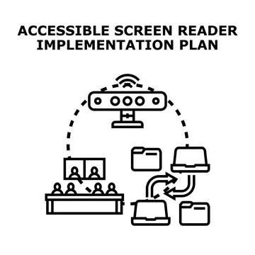 Accessible screen reader implementation plan vector concept Stockillustratie