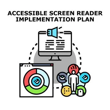 Accessible screen reader implementation planning concept developing 스톡 일러스트