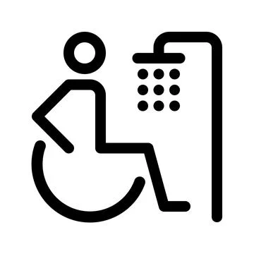 Accessible shower room line icon Stock Illustration