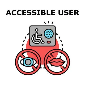 Accessible user concept including disabled persons with impairments Stock Illustration