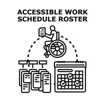 Accessible work schedule and roster for people with disability 스톡 일러스트