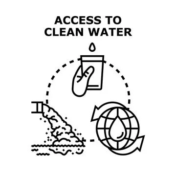 Accessing clean water and global pollution concept Stock Illustration