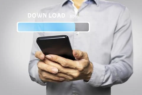 Accessing the data download process via mobile devices 写真素材
