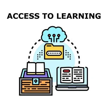 Accessing digital and traditional learning resources illustration Illustrazione stock