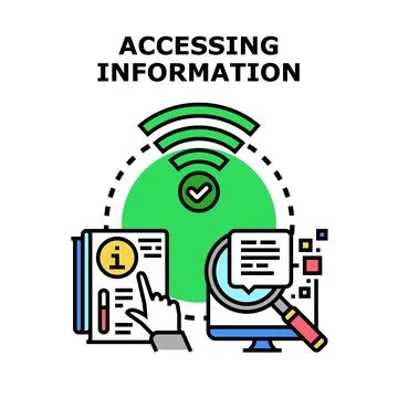 Accessing digital information and online knowledge resources Stockillustratie