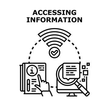 Accessing digital information and online knowledge resources Stock Illustration