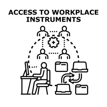 Accessing digital workplace instruments and shared resources Stock Illustration
