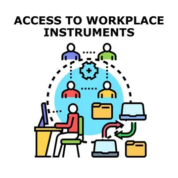 Accessing digital workplace instruments and shared resources Stock Illustration