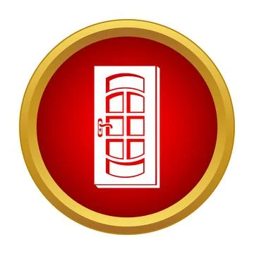 Accessing door in red circle button icon Stock Illustration