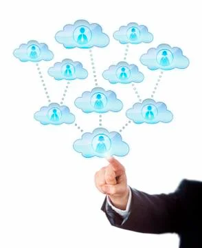 Accessing Human Resources In The Cloud. Stock Illustration
