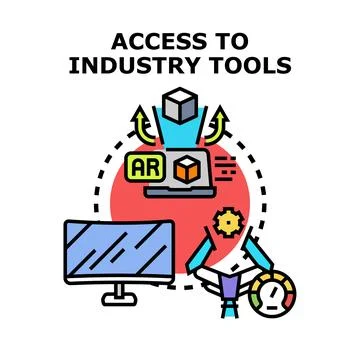 Accessing industry tools using modern digital technology Ilustração Stock