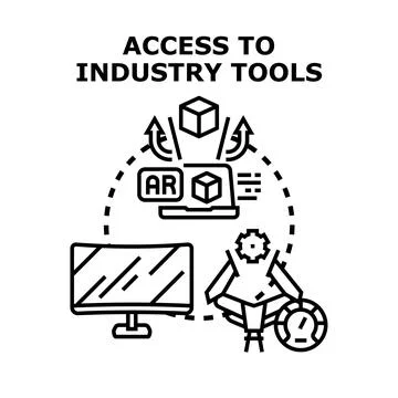 Accessing industry tools using modern digital technology Stock Illustration