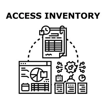 Accessing inventory management system data concept Stock Illustration