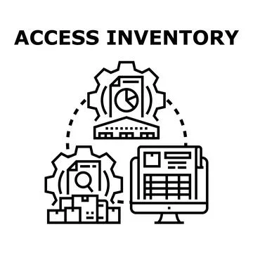 Accessing inventory management system data concept Stock Illustration