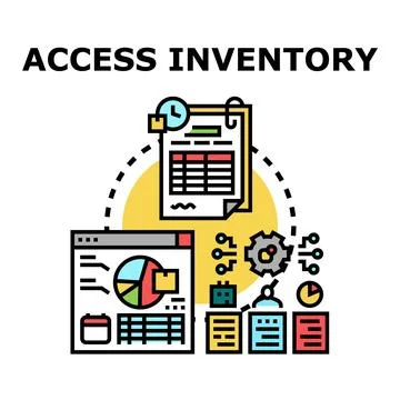 Accessing inventory management system data concept Stock Illustration