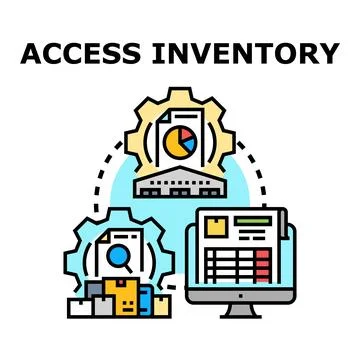 Accessing inventory management system data concept Stock Illustration