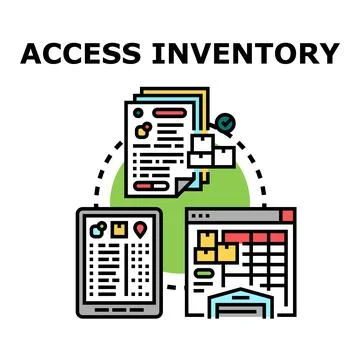 Accessing inventory management system for warehouse distribution Stock Illustration