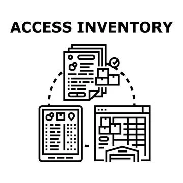 Accessing inventory management system for warehouse distribution Stock Illustration