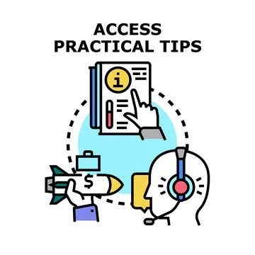 Accessing practical tips for business growth and support Stock Illustration