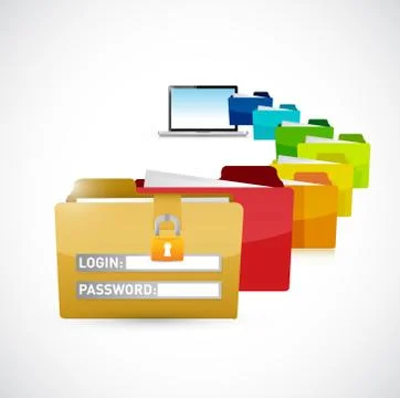 Accessing private computer files. illustration Stock Illustration