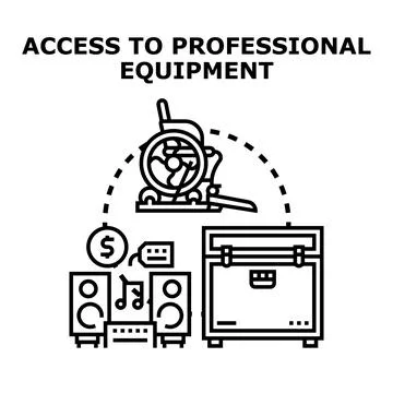 Accessing professional equipment for creative industry needs Stock Illustration