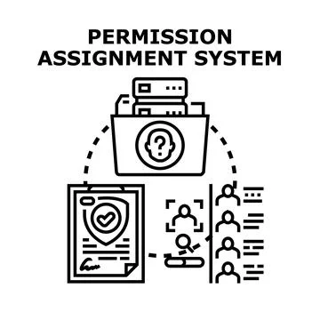Accessing system permissions and assigning user rights Stock Illustration